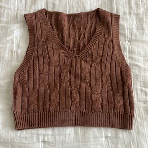 Brown knit sweater vest